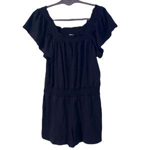 GUC Jcrew Factory black womens ruffle romper Small